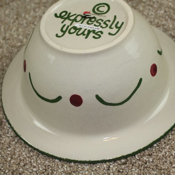 Expressly Yours Christmas Snowman Tree Snow Small Serving Bowl Vintage 9" RARE - Picture 5 of 9